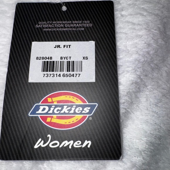 Dickies Women Butterfly Print Scrub Top White Blue Teal Junior Fit XS 82804B NWT - Picture 3 of 10